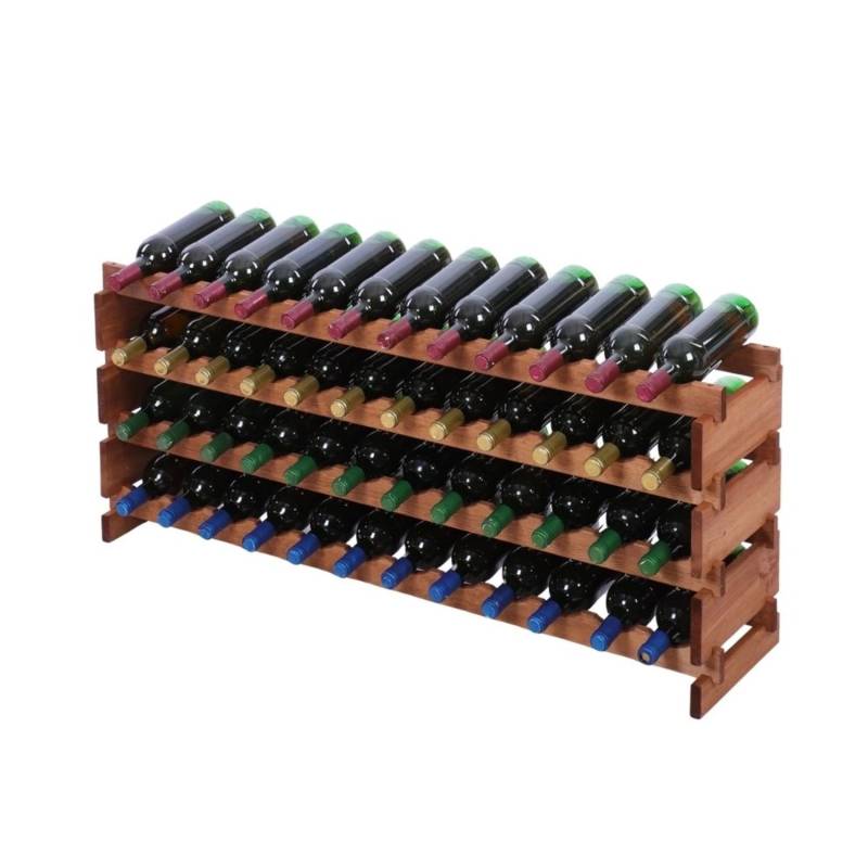 PROREGAL Weinregal VINOTECA FLEX PRO HxBxT 51x123x28cm 48 Flaschen Auf 4 Ebenen Massives Kiefernholz Braun Geölt von PROREGAL