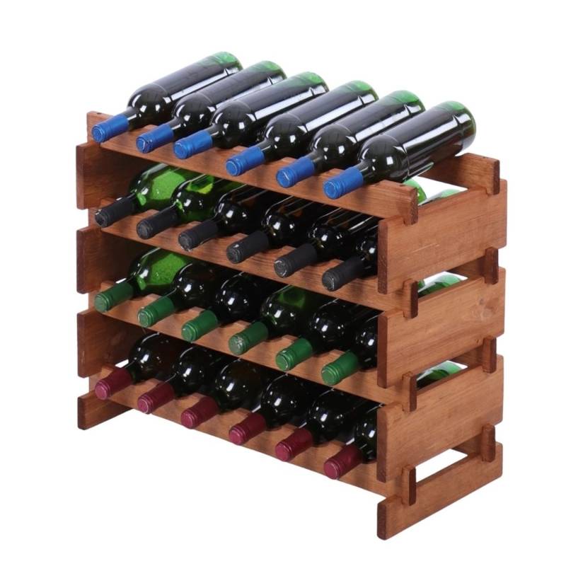 PROREGAL Weinregal VINOTECA FLEX PRO HxBxT 51x65x28cm 24 Flaschen Auf 4 Ebenen Massives Kiefernholz Braun Geölt von PROREGAL
