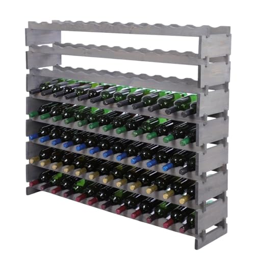 PROREGAL Weinregal VINOTECA Flex PRO | HxBxT 107x123x28cm | 96 Flaschen auf 8 Ebenen | Massives Kiefernholz | Grau | Weinhalter Weinständer Flaschenständer Flaschenregal Holzregal PROREGAL Weinregal VINOTECA Flex PRO | HxBxT 107x123x28cm | 96 Flaschen auf 8 Ebenen | Massives Kiefernholz | Grau | Weinhalter Weinständer Flaschenständer Flaschenregal Holzregal von PROREGAL