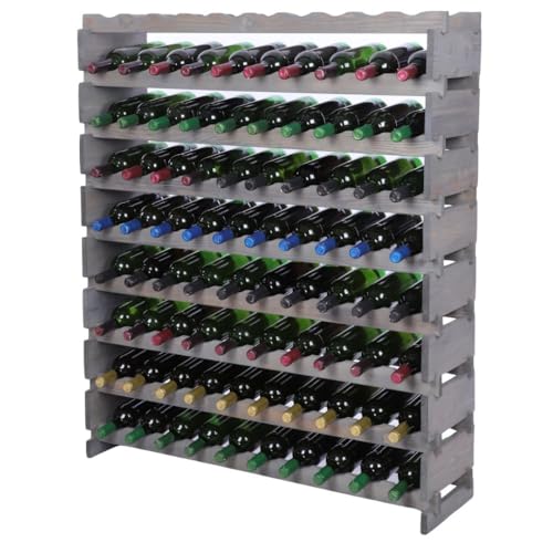 PROREGAL Weinregal VINOTECA Flex PRO | HxBxT 121x103x28cm | 90 Flaschen auf 9 Ebenen | Massives Kiefernholz | Grau | Weinhalter Weinständer Flaschenständer Flaschenregal Holzregal PROREGAL Weinregal VINOTECA Flex PRO | HxBxT 121x103x28cm | 90 Flaschen auf 9 Ebenen | Massives Kiefernholz | Grau | Weinhalter Weinständer Flaschenständer Flaschenregal Holzregal von PROREGAL
