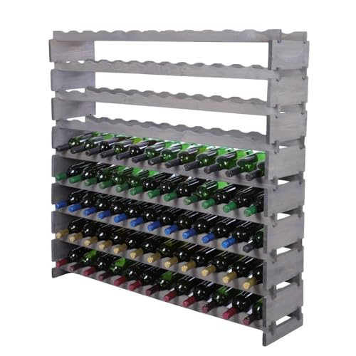 PROREGAL Weinregal VINOTECA Flex PRO | HxBxT 121x123x28cm | 108 Flaschen auf 9 Ebenen | Massives Kiefernholz | Grau | Weinhalter Weinständer Flaschenständer Flaschenregal Holzregal PROREGAL Weinregal VINOTECA Flex PRO | HxBxT 121x123x28cm | 108 Flaschen auf 9 Ebenen | Massives Kiefernholz | Grau | Weinhalter Weinständer Flaschenständer Flaschenregal Holzregal von PROREGAL