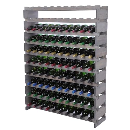 PROREGAL Weinregal VINOTECA Flex PRO | HxBxT 135x103x28cm | 100 Flaschen auf 10 Ebenen | Massives Kiefernholz | Grau | Weinhalter Weinständer Flaschenständer Flaschenregal Holzregal PROREGAL Weinregal VINOTECA Flex PRO | HxBxT 135x103x28cm | 100 Flaschen auf 10 Ebenen | Massives Kiefernholz | Grau | Weinhalter Weinständer Flaschenständer Flaschenregal Holzregal von PROREGAL
