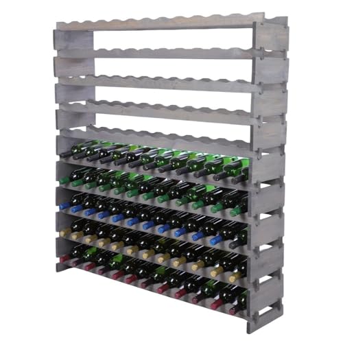PROREGAL Weinregal VINOTECA Flex PRO | HxBxT 135x123x28cm | 120 Flaschen auf 10 Ebenen | Massives Kiefernholz | Grau | Weinhalter Weinständer Flaschenständer Flaschenregal Holzregal PROREGAL Weinregal VINOTECA Flex PRO | HxBxT 135x123x28cm | 120 Flaschen auf 10 Ebenen | Massives Kiefernholz | Grau | Weinhalter Weinständer Flaschenständer Flaschenregal Holzregal von PROREGAL