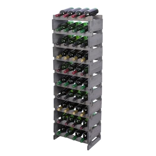 PROREGAL Weinregal VINOTECA Flex PRO | HxBxT 135x46x28cm | 40 Flaschen auf 10 Ebenen | Massives Kiefernholz | Grau | Weinhalter Weinständer Flaschenständer Flaschenregal Holzregal PROREGAL Weinregal VINOTECA Flex PRO | HxBxT 135x46x28cm | 40 Flaschen auf 10 Ebenen | Massives Kiefernholz | Grau | Weinhalter Weinständer Flaschenständer Flaschenregal Holzregal von PROREGAL