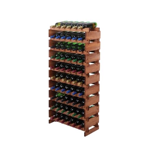 PROREGAL Weinregal VINOTECA Flex PRO | HxBxT 135x65x28cm | 60 Flaschen auf 10 Ebenen | Massives Kiefernholz | Braun geölt | Weinhalter Weinständer Flaschenständer Flaschenregal Holzregal von PROREGAL