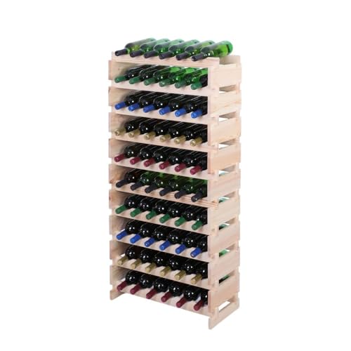 PROREGAL Weinregal VINOTECA Flex PRO | HxBxT 135x65x28cm | 60 Flaschen auf 10 Ebenen | Massives Kiefernholz | Natur unbehandelt | Weinhalter Weinständer Flaschenständer Flaschenregal Holzregal PROREGAL Weinregal VINOTECA Flex PRO | HxBxT 135x65x28cm | 60 Flaschen auf 10 Ebenen | Massives Kiefernholz | Natur unbehandelt | Weinhalter Weinständer Flaschenständer Flaschenregal Holzregal von PROREGAL