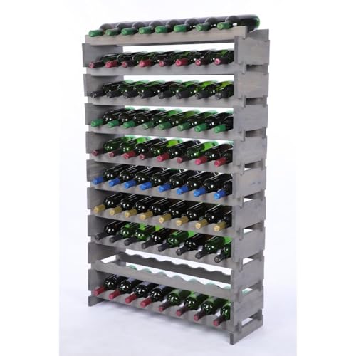 PROREGAL Weinregal VINOTECA Flex PRO | HxBxT 135x84x28cm | 80 Flaschen auf 10 Ebenen | Massives Kiefernholz | Grau | Weinhalter Weinständer Flaschenständer Flaschenregal Holzregal PROREGAL Weinregal VINOTECA Flex PRO | HxBxT 135x84x28cm | 80 Flaschen auf 10 Ebenen | Massives Kiefernholz | Grau | Weinhalter Weinständer Flaschenständer Flaschenregal Holzregal von PROREGAL