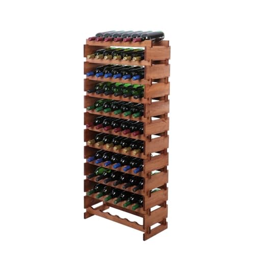 PROREGAL Weinregal VINOTECA Flex PRO | HxBxT 149x65x28cm | 66 Flaschen auf 11 Ebenen | Massives Kiefernholz | Braun geölt | Weinhalter Weinständer Flaschenständer Flaschenregal Holzregal von PROREGAL
