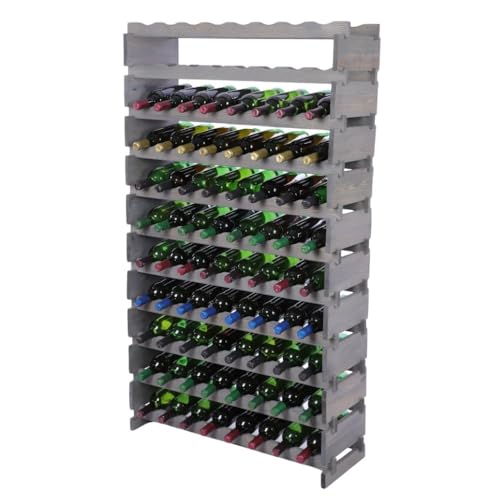 PROREGAL Weinregal VINOTECA Flex PRO | HxBxT 149x84x28cm | 88 Flaschen auf 11 Ebenen | Massives Kiefernholz | Grau | Weinhalter Weinständer Flaschenständer Flaschenregal Holzregal PROREGAL Weinregal VINOTECA Flex PRO | HxBxT 149x84x28cm | 88 Flaschen auf 11 Ebenen | Massives Kiefernholz | Grau | Weinhalter Weinständer Flaschenständer Flaschenregal Holzregal von PROREGAL