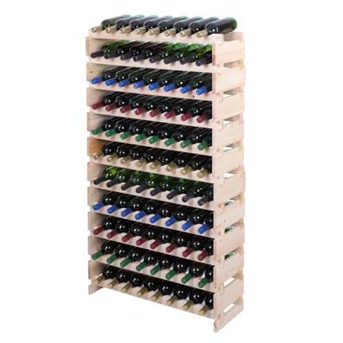 PROREGAL Weinregal VINOTECA Flex PRO | HxBxT 149x84x28cm | 88 Flaschen auf 11 Ebenen | Massives Kiefernholz | Natur unbehandelt | Weinhalter Weinständer Flaschenständer Flaschenregal Holzregal PROREGAL Weinregal VINOTECA Flex PRO | HxBxT 149x84x28cm | 88 Flaschen auf 11 Ebenen | Massives Kiefernholz | Natur unbehandelt | Weinhalter Weinständer Flaschenständer Flaschenregal Holzregal von PROREGAL