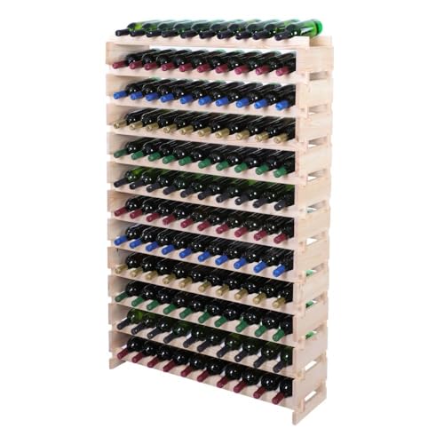 PROREGAL Weinregal VINOTECA Flex PRO | HxBxT 163x103x28cm | 120 Flaschen auf 12 Ebenen | Massives Kiefernholz | Natur unbehandelt | Weinhalter Weinständer Flaschenständer Flaschenregal Holzregal PROREGAL Weinregal VINOTECA Flex PRO | HxBxT 163x103x28cm | 120 Flaschen auf 12 Ebenen | Massives Kiefernholz | Natur unbehandelt | Weinhalter Weinständer Flaschenständer Flaschenregal Holzregal von PROREGAL
