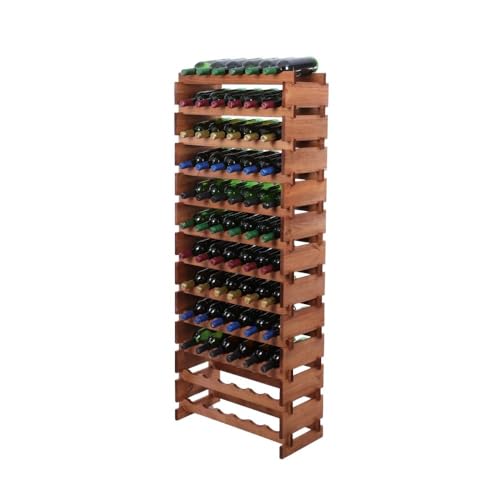 PROREGAL Weinregal VINOTECA Flex PRO | HxBxT 163x65x28cm | 72 Flaschen auf 12 Ebenen | Massives Kiefernholz | Braun geölt | Weinhalter Weinständer Flaschenständer Flaschenregal Holzregal von PROREGAL