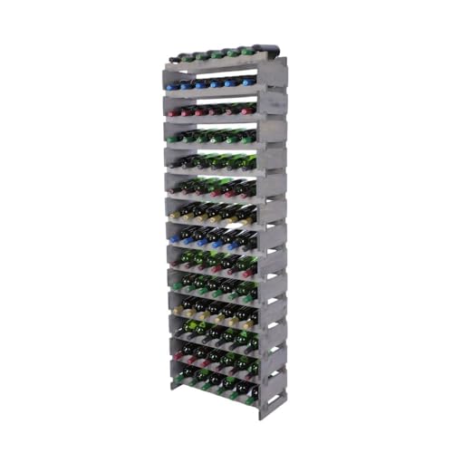 PROREGAL Weinregal VINOTECA Flex PRO | HxBxT 191x65x28cm | 84 Flaschen auf 14 Ebenen | Massives Kiefernholz | Grau | Weinhalter Weinständer Flaschenständer Flaschenregal Holzregal PROREGAL Weinregal VINOTECA Flex PRO | HxBxT 191x65x28cm | 84 Flaschen auf 14 Ebenen | Massives Kiefernholz | Grau | Weinhalter Weinständer Flaschenständer Flaschenregal Holzregal von PROREGAL