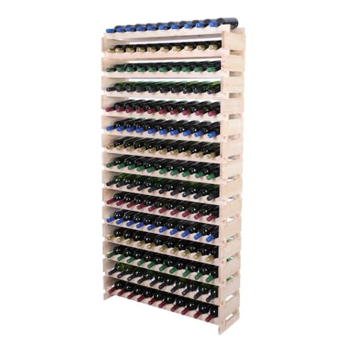 PROREGAL Weinregal VINOTECA Flex PRO | HxBxT 205x103x28cm | 150 Flaschen auf 15 Ebenen | Massives Kiefernholz | Natur unbehandelt | Weinhalter Weinständer Flaschenständer Flaschenregal Holzregal PROREGAL Weinregal VINOTECA Flex PRO | HxBxT 205x103x28cm | 150 Flaschen auf 15 Ebenen | Massives Kiefernholz | Natur unbehandelt | Weinhalter Weinständer Flaschenständer Flaschenregal Holzregal von PROREGAL