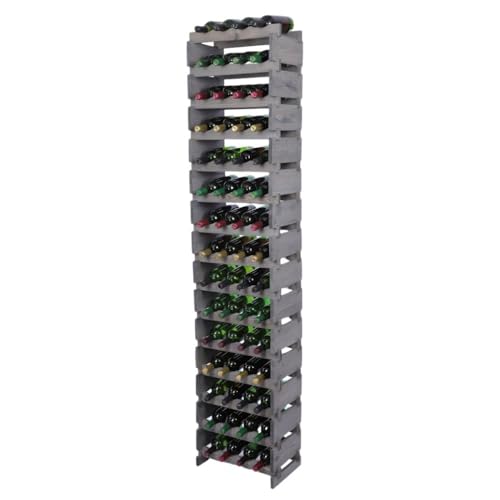 PROREGAL Weinregal VINOTECA Flex PRO | HxBxT 205x46x28cm | 60 Flaschen auf 15 Ebenen | Massives Kiefernholz | Grau | Weinhalter Weinständer Flaschenständer Flaschenregal Holzregal PROREGAL Weinregal VINOTECA Flex PRO | HxBxT 205x46x28cm | 60 Flaschen auf 15 Ebenen | Massives Kiefernholz | Grau | Weinhalter Weinständer Flaschenständer Flaschenregal Holzregal von PROREGAL