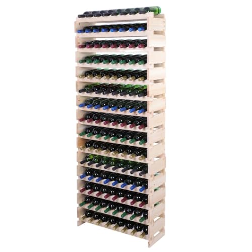 PROREGAL Weinregal VINOTECA Flex PRO | HxBxT 205x84x28cm | 120 Flaschen auf 15 Ebenen | Massives Kiefernholz | Natur unbehandelt | Weinhalter Weinständer Flaschenständer Flaschenregal Holzregal PROREGAL Weinregal VINOTECA Flex PRO | HxBxT 205x84x28cm | 120 Flaschen auf 15 Ebenen | Massives Kiefernholz | Natur unbehandelt | Weinhalter Weinständer Flaschenständer Flaschenregal Holzregal von PROREGAL