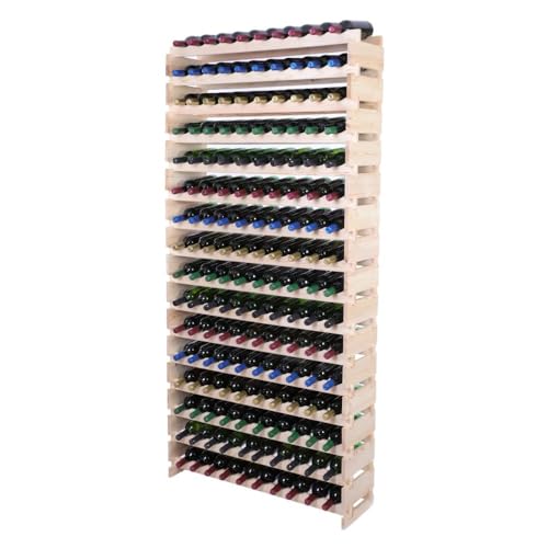 PROREGAL Weinregal VINOTECA Flex PRO | HxBxT 219x103x28cm | 160 Flaschen auf 16 Ebenen | Massives Kiefernholz | Natur unbehandelt | Weinhalter Weinständer Flaschenständer Flaschenregal Holzregal PROREGAL Weinregal VINOTECA Flex PRO | HxBxT 219x103x28cm | 160 Flaschen auf 16 Ebenen | Massives Kiefernholz | Natur unbehandelt | Weinhalter Weinständer Flaschenständer Flaschenregal Holzregal von PROREGAL