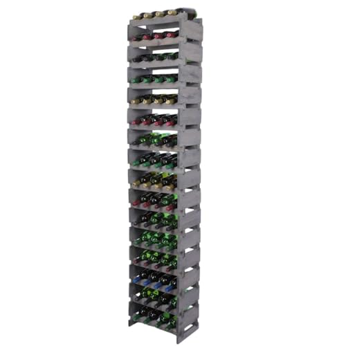 PROREGAL Weinregal VINOTECA Flex PRO | HxBxT 219x46x28cm | 64 Flaschen auf 16 Ebenen | Massives Kiefernholz | Grau | Weinhalter Weinständer Flaschenständer Flaschenregal Holzregal PROREGAL Weinregal VINOTECA Flex PRO | HxBxT 219x46x28cm | 64 Flaschen auf 16 Ebenen | Massives Kiefernholz | Grau | Weinhalter Weinständer Flaschenständer Flaschenregal Holzregal von PROREGAL
