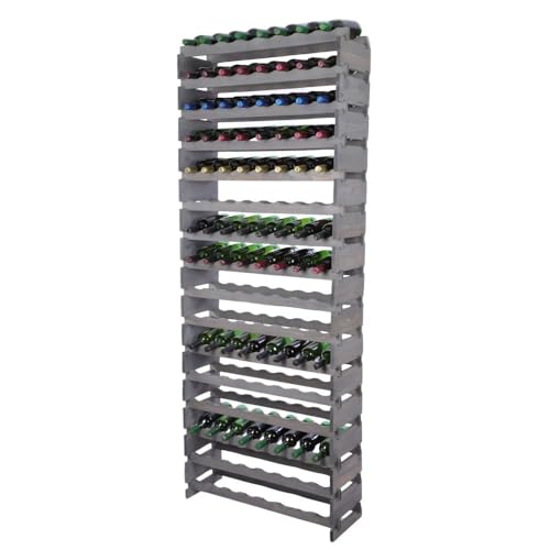 PROREGAL Weinregal VINOTECA Flex PRO | HxBxT 219x84x28cm | 128 Flaschen auf 16 Ebenen | Massives Kiefernholz | Grau | Weinhalter Weinständer Flaschenständer Flaschenregal Holzregal PROREGAL Weinregal VINOTECA Flex PRO | HxBxT 219x84x28cm | 128 Flaschen auf 16 Ebenen | Massives Kiefernholz | Grau | Weinhalter Weinständer Flaschenständer Flaschenregal Holzregal von PROREGAL