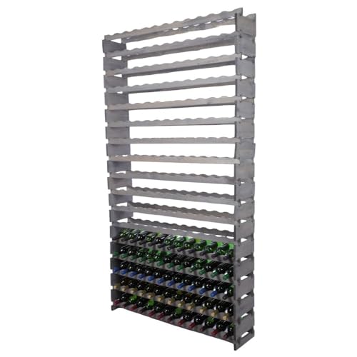 PROREGAL Weinregal VINOTECA Flex PRO | HxBxT 233x123x28cm | 204 Flaschen auf 17 Ebenen | Massives Kiefernholz | Grau | Weinhalter Weinständer Flaschenständer Flaschenregal Holzregal PROREGAL Weinregal VINOTECA Flex PRO | HxBxT 233x123x28cm | 204 Flaschen auf 17 Ebenen | Massives Kiefernholz | Grau | Weinhalter Weinständer Flaschenständer Flaschenregal Holzregal von PROREGAL