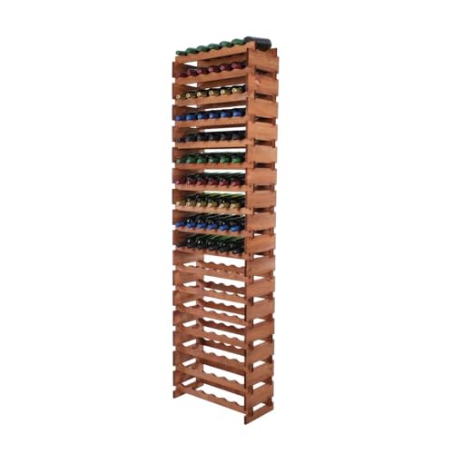 PROREGAL Weinregal VINOTECA Flex PRO | HxBxT 233x65x28cm | 102 Flaschen auf 17 Ebenen | Massives Kiefernholz | Braun geölt | Weinhalter Weinständer Flaschenständer Flaschenregal Holzregal von PROREGAL