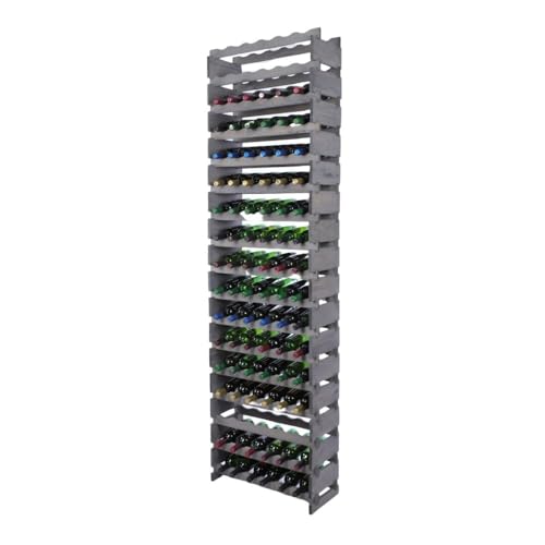 PROREGAL Weinregal VINOTECA Flex PRO | HxBxT 233x65x28cm | 102 Flaschen auf 17 Ebenen | Massives Kiefernholz | Grau | Weinhalter Weinständer Flaschenständer Flaschenregal Holzregal PROREGAL Weinregal VINOTECA Flex PRO | HxBxT 233x65x28cm | 102 Flaschen auf 17 Ebenen | Massives Kiefernholz | Grau | Weinhalter Weinständer Flaschenständer Flaschenregal Holzregal von PROREGAL