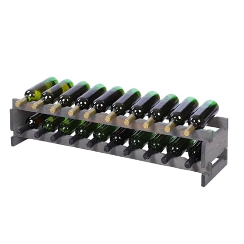 PROREGAL Weinregal VINOTECA Flex PRO | HxBxT 23x103x28cm | 20 Flaschen auf 2 Ebenen | Massives Kiefernholz | Grau | Weinhalter Weinständer Flaschenständer Flaschenregal Holzregal von PROREGAL