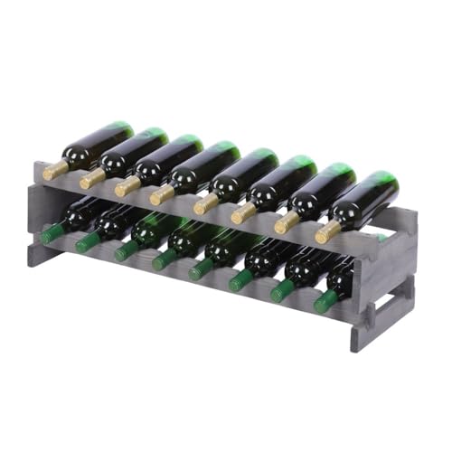 PROREGAL Weinregal VINOTECA Flex PRO | HxBxT 23x84x28cm | 16 Flaschen auf 2 Ebenen | Massives Kiefernholz | Grau | Weinhalter Weinständer Flaschenständer Flaschenregal Holzregal von PROREGAL