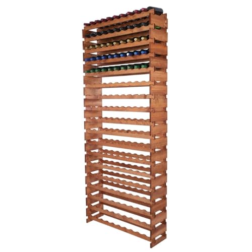 PROREGAL Weinregal VINOTECA Flex PRO | HxBxT 247x103x28cm | 180 Flaschen auf 18 Ebenen | Massives Kiefernholz | Braun geölt | Weinhalter Weinständer Flaschenständer Flaschenregal Holzregal von PROREGAL