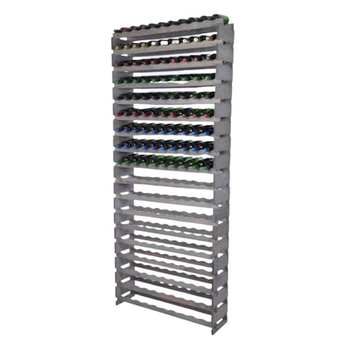 PROREGAL Weinregal VINOTECA Flex PRO | HxBxT 247x103x28cm | 180 Flaschen auf 18 Ebenen | Massives Kiefernholz | Grau | Weinhalter Weinständer Flaschenständer Flaschenregal Holzregal von PROREGAL
