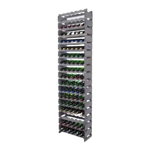 PROREGAL Weinregal VINOTECA Flex PRO | HxBxT 247x65x28cm | 108 Flaschen auf 18 Ebenen | Massives Kiefernholz | Grau | Weinhalter Weinständer Flaschenständer Flaschenregal Holzregal von PROREGAL