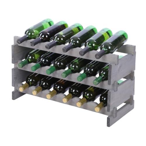 PROREGAL Weinregal VINOTECA Flex PRO | HxBxT 37x65x28cm | 18 Flaschen auf 3 Fbenen | Massives Kiefernholz | Grau | Weinhalter Weinständer Flaschenständer Flaschenregal Holzregal PROREGAL Weinregal VINOTECA Flex PRO | HxBxT 37x65x28cm | 18 Flaschen auf 3 Fbenen | Massives Kiefernholz | Grau | Weinhalter Weinständer Flaschenständer Flaschenregal Holzregal von PROREGAL