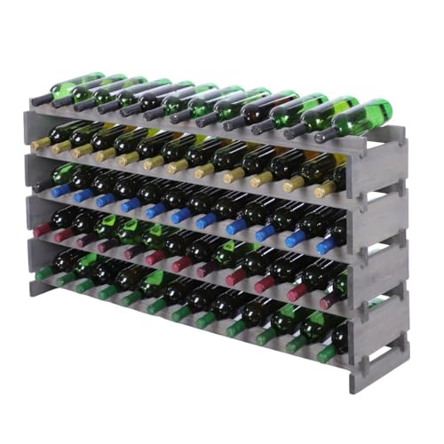PROREGAL Weinregal VINOTECA Flex PRO | HxBxT 65x123x28cm | 60 Flaschen auf 5 Ebenen | Massives Kiefernholz | Grau | Weinhalter Weinständer Flaschenständer Flaschenregal Holzregal PROREGAL Weinregal VINOTECA Flex PRO | HxBxT 65x123x28cm | 60 Flaschen auf 5 Ebenen | Massives Kiefernholz | Grau | Weinhalter Weinständer Flaschenständer Flaschenregal Holzregal von PROREGAL
