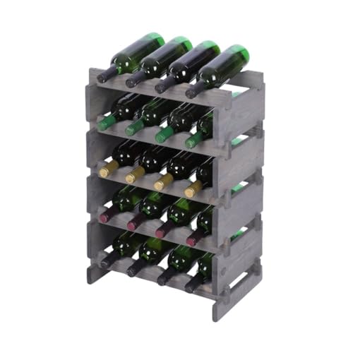 PROREGAL Weinregal VINOTECA Flex PRO | HxBxT 65x46x28cm | 20 Flaschen auf 5 Ebenen | Massives Kiefernholz | Grau | Weinhalter Weinständer Flaschenständer Flaschenregal Holzregal von PROREGAL