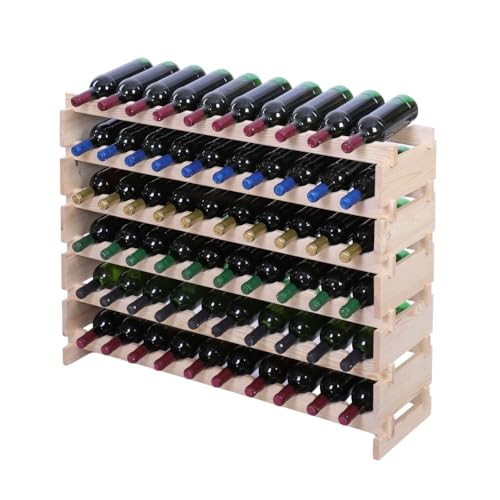PROREGAL Weinregal VINOTECA Flex PRO | HxBxT 79x103x28cm | 60 Flaschen auf 6 Ebenen | Massives Kiefernholz | Natur unbehandelt | Weinhalter Weinständer Flaschenständer Flaschenregal Holzregal PROREGAL Weinregal VINOTECA Flex PRO | HxBxT 79x103x28cm | 60 Flaschen auf 6 Ebenen | Massives Kiefernholz | Natur unbehandelt | Weinhalter Weinständer Flaschenständer Flaschenregal Holzregal von PROREGAL