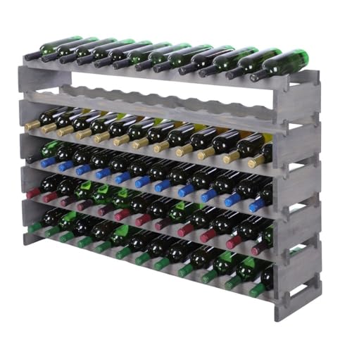 PROREGAL Weinregal VINOTECA Flex PRO | HxBxT 79x123x28cm | 72 Flaschen auf 6 Ebenen | Massives Kiefernholz | Grau | Weinhalter Weinständer Flaschenständer Flaschenregal Holzregal PROREGAL Weinregal VINOTECA Flex PRO | HxBxT 79x123x28cm | 72 Flaschen auf 6 Ebenen | Massives Kiefernholz | Grau | Weinhalter Weinständer Flaschenständer Flaschenregal Holzregal von PROREGAL