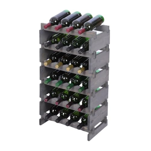 PROREGAL Weinregal VINOTECA Flex PRO | HxBxT 79x46x28cm | 24 Flaschen auf 6 Ebenen | Massives Kiefernholz | Grau | Weinhalter Weinständer Flaschenständer Flaschenregal Holzregal von PROREGAL