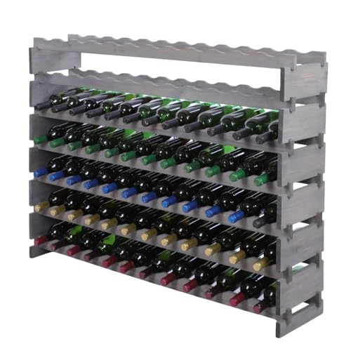 PROREGAL Weinregal VINOTECA Flex PRO | HxBxT 93x123x28cm | 84 Flaschen auf 7 Ebenen | Massives Kiefernholz | Grau | Weinhalter Weinständer Flaschenständer Flaschenregal Holzregal PROREGAL Weinregal VINOTECA Flex PRO | HxBxT 93x123x28cm | 84 Flaschen auf 7 Ebenen | Massives Kiefernholz | Grau | Weinhalter Weinständer Flaschenständer Flaschenregal Holzregal von PROREGAL