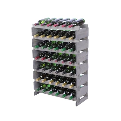 PROREGAL Weinregal VINOTECA Flex PRO | HxBxT 93x65x28cm | 42 Flaschen auf 7 Ebenen | Massives Kiefernholz | Grau | Weinhalter Weinständer Flaschenständer Flaschenregal Holzregal von PROREGAL