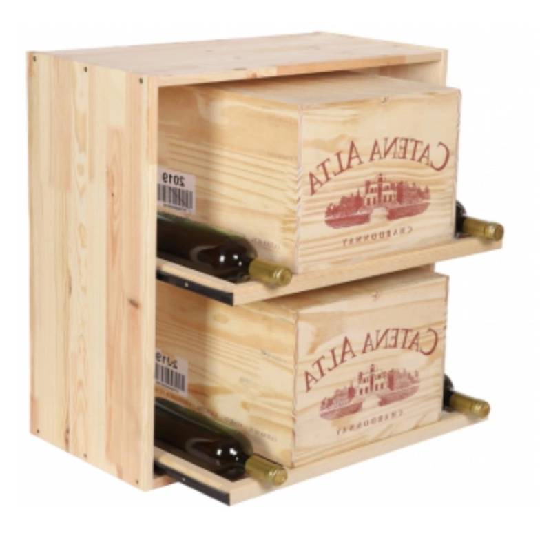 PROREGAL Weinregal Vincellar Mod HxBxT 60 x 60 x 30 cm Modul Für 12 Flaschen Oder Weinkisten mit Ausziehbaren Ebenen Massives Kiefernholz Natur von PROREGAL