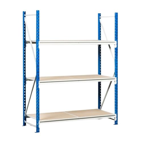 PROREGAL Weitspannregal Maximus | Grundregal | HxBxT 250x200x120cm | 4 Ebenen | Spanplatten-Fachboden | Fachlast 475kg | Lichtblau/Lichtgrau | Schwerlastregal Kellerregal Steckregal Lagerregal von PROREGAL