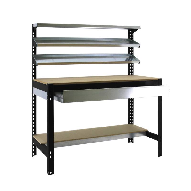 PROREGAL Werkbank Buffalo mit Frontablage und Schubfach HxBxT 84 x 120 x 61 cm Traglast 600 kg Anthrazit von PROREGAL