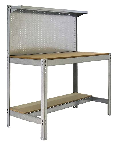 PROREGAL Werkbank Buffalo mit Werkzeugwand und Ablage | HxBxT 84x150x61cm | Traglast 600kg | Verzinkt Werktisch Arbeitstisch Arbeitsbank Werkstattbank PROREGAL Werkbank Buffalo mit Werkzeugwand und Ablage | HxBxT 84x150x61cm | Traglast 600kg | Verzinkt Werktisch Arbeitstisch Arbeitsbank Werkstattbank von PROREGAL