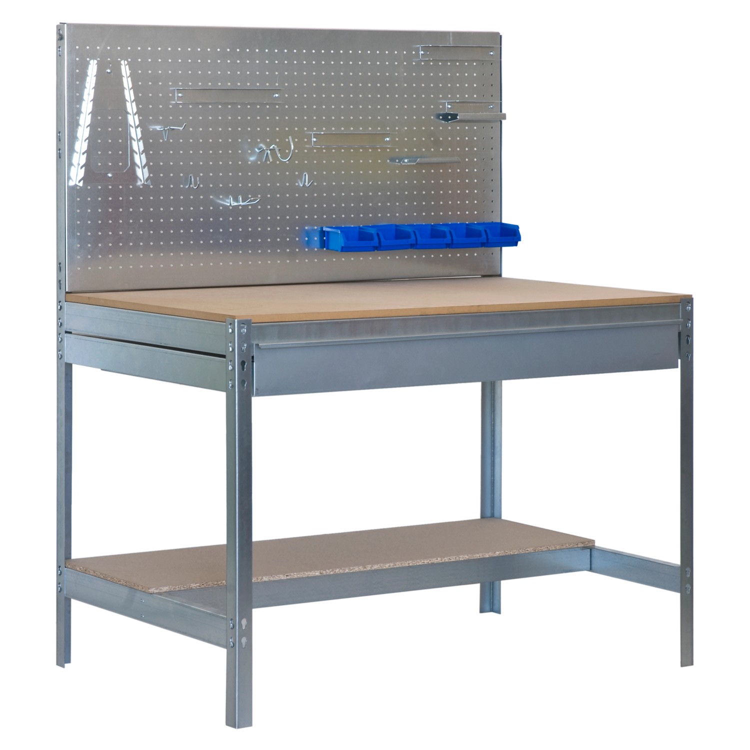 PROREGAL Werkbank Buffalo mit Werkzeugwand und Schubfach HxBxT 84 x 120 x 61 cm Traglast 600 kg Verzinkt PROREGAL Werkbank Buffalo mit Werkzeugwand und Schubfach HxBxT 84 x 120 x 61 cm Traglast 600 kg Verzinkt von PROREGAL