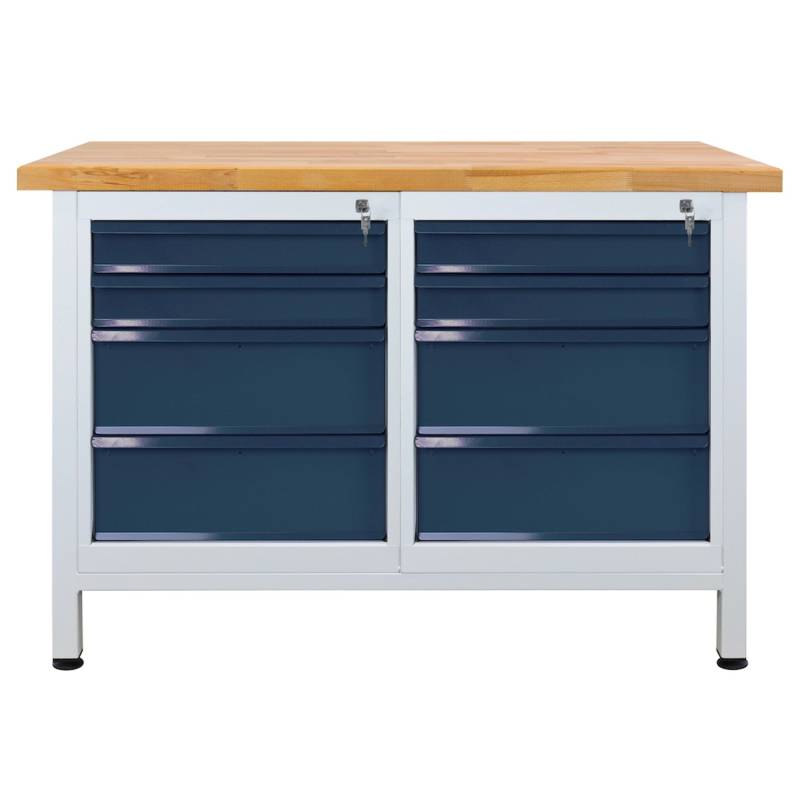 PROREGAL Werkbank Rhino mit 8 Schubladen HxBxT 84 x 120 x 60 cm Traglast 300 kg Lichtgrau Anthrazitgrau von PROREGAL