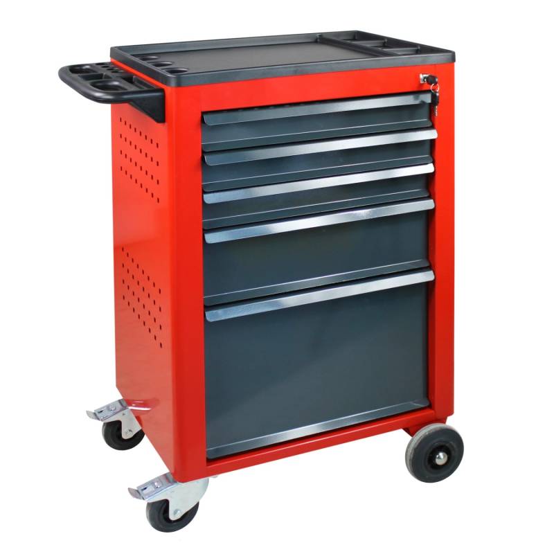 PROREGAL Werkstattwagen Cheetah 5 Schubladen HxBxT 96 x 61 x 45 cm Verkehrsrot von PROREGAL