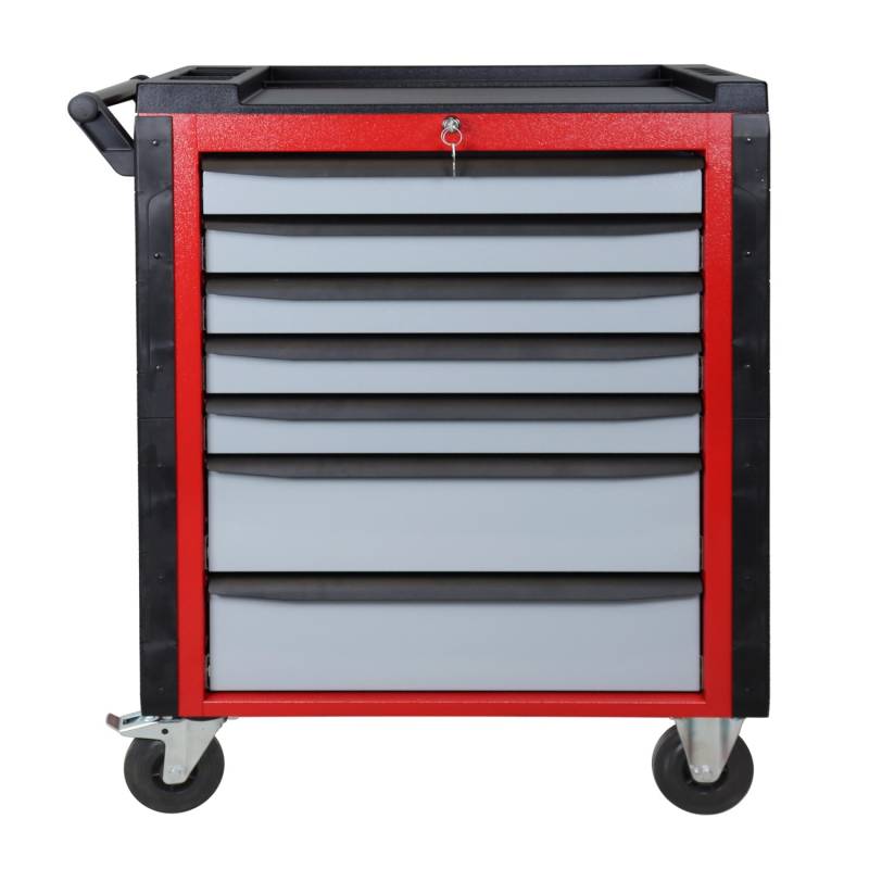PROREGAL Werkstattwagen Cheetah Plus 7 Schubladen HxBxT 98,5 x 75 x 47,5 cm Feuerrot Silbergrau von PROREGAL