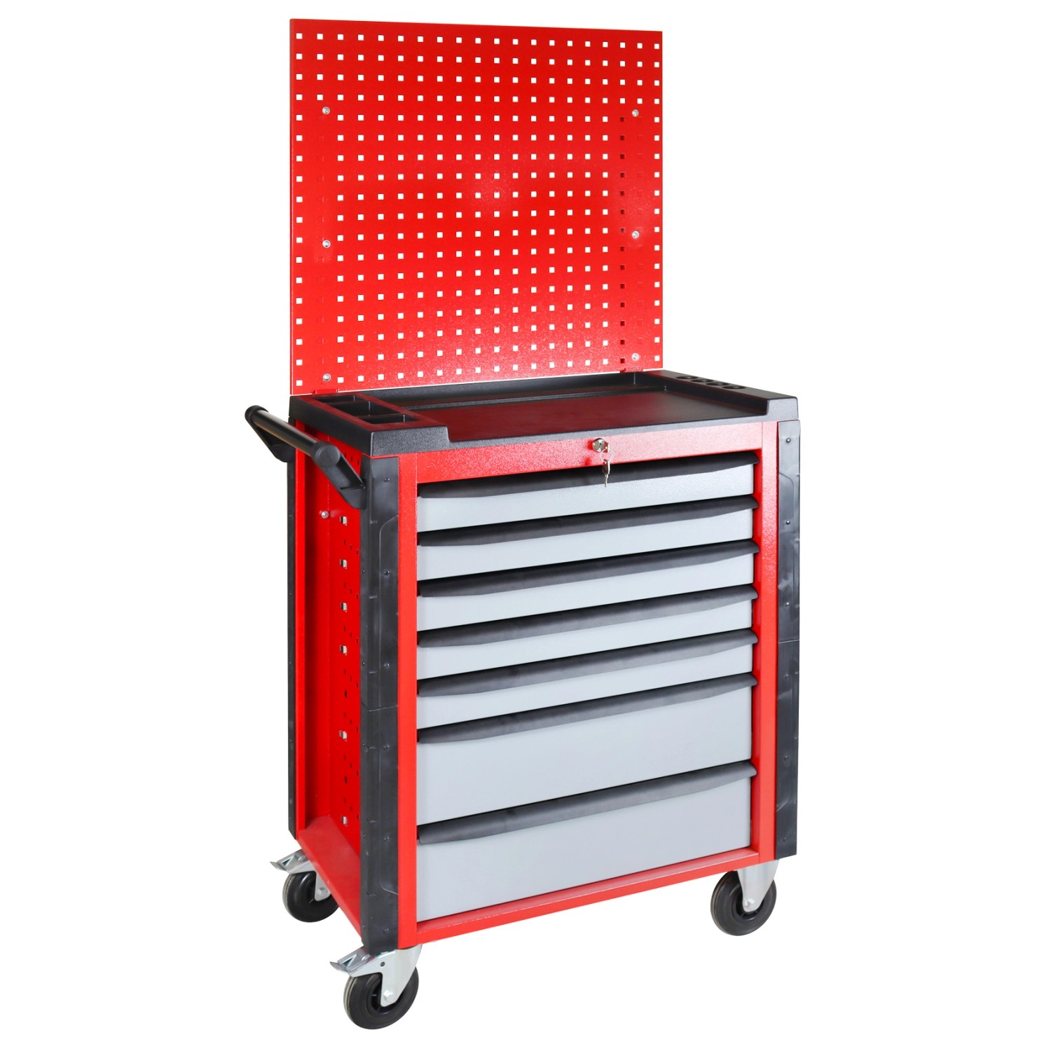 PROREGAL Werkstattwagen Cheetah Plus Lochplatte 7 Schubladen HxBxT 168,5 x 75 x 47,5 cm Feuerrot Silbergrau PROREGAL Werkstattwagen Cheetah Plus Lochplatte 7 Schubladen HxBxT 168,5 x 75 x 47,5 cm Feuerrot Silbergrau von PROREGAL