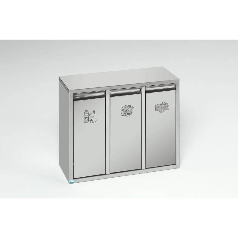 PROREGAL Wertstoffsortiersystem Mit 3 Klapptüren Stand Oder Wandbefestigung 21 Liter HxBxT 47 x 58 x 27 cm Edelstahl von PROREGAL