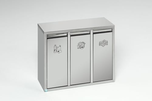 PROREGAL Wertstoffsortiersystem mit 3 Klapptüren | Stand- oder Wandbefestigung | 21 Liter, HxBxT 47x58x27cm | Edelstahl | Mülleimer Abfalleimer PROREGAL Wertstoffsortiersystem mit 3 Klapptüren | Stand- oder Wandbefestigung | 21 Liter, HxBxT 47x58x27cm | Edelstahl | Mülleimer Abfalleimer von PROREGAL